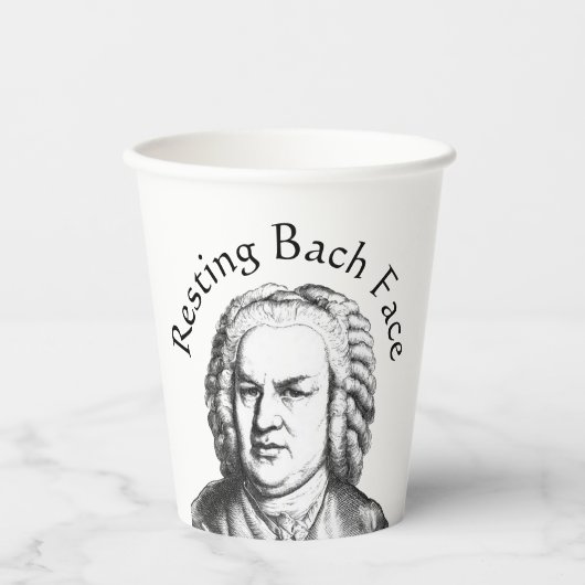 Resting Bach Face Classical Music Composer Papieren Bekers (Voorkant)