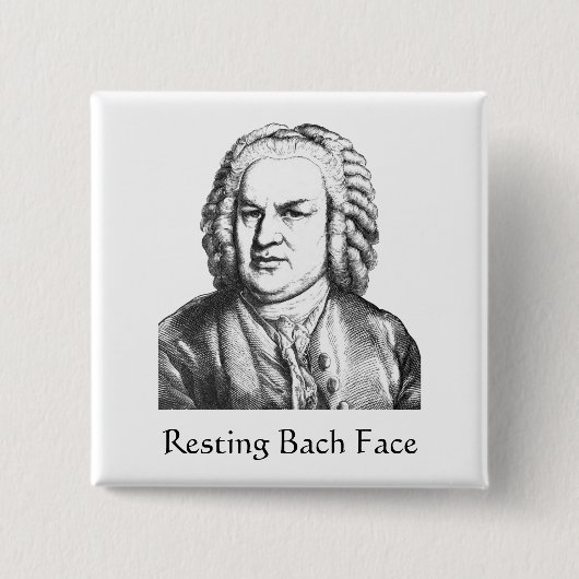 Resting Bach Face Classical Music Composer Vierkante Button 5,1 Cm (Voorkant)