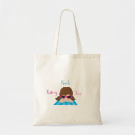 Resting Beach Face Girl op Beachtowel Tote Bag