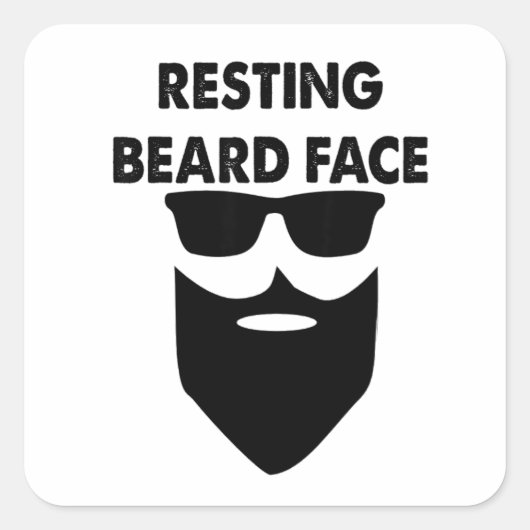Resting Beard Face Funny Beard Vierkante Sticker (Voorkant)