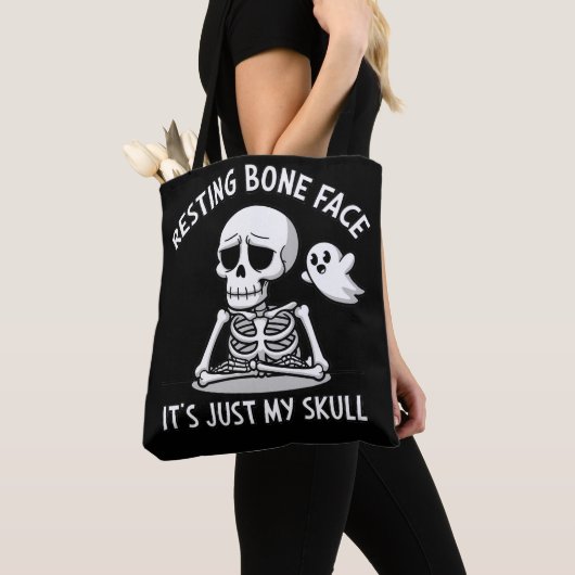 Resting Bone Face - Grappig Skeleton Expression De Draagtas (Dichtbij)