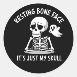 Resting Bone Face - Grappig Skeleton Expression De Ronde Sticker