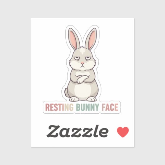 Resting Bunny Face Funny Grumpy Rabbit Sarcastic  Sticker (Vel)