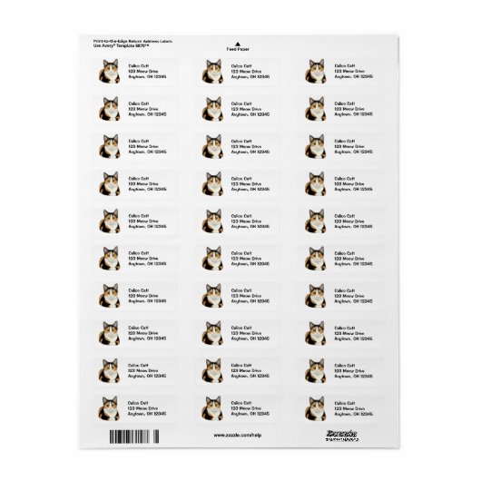 Resting Calico Cat Label (Full Sheet)