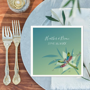 Resting Dragonfly Wedding Paper Napkins Servet
