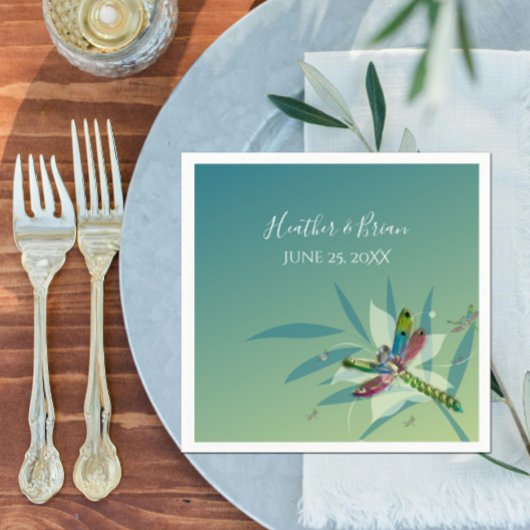 Resting Dragonfly Wedding Paper Napkins Servet