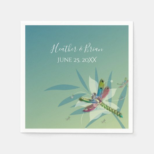Resting Dragonfly Wedding Paper Napkins Servet (Voorkant)