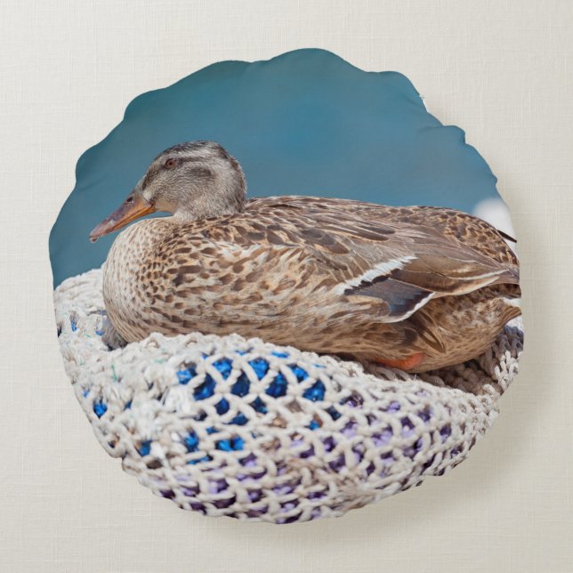 Resting Duck Rond Kussen (Achterkant)
