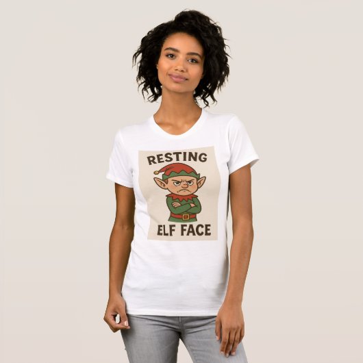 Resting Elf Face – Grumpy Holiday Mood T-shirt (Voorkant volledig)