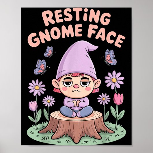 Resting Gnome Face Cute Funny Christmas Kawaii Car Poster (Voorkant)