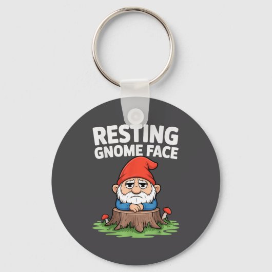 Resting Gnome Face Cute Funny Christmas Kawaii Car Sleutelhanger (Voorkant)
