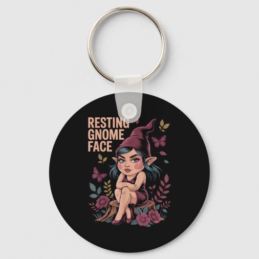Resting Gnome Face Cute Funny Christmas Kawaii Car Sleutelhanger (Voorkant)