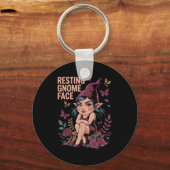 Resting Gnome Face Cute Funny Christmas Kawaii Car Sleutelhanger (Voorkant)