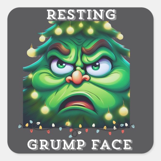 Resting Grump Face Vierkante Sticker (Voorkant)