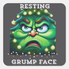 Resting Grump Face Vierkante Sticker