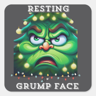 Resting Grump Face Vierkante Sticker