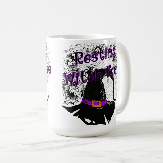 Resting heks Face - Halloween Spider Web Koffiemok (Voorkant rechts)