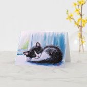 Resting Kitten Wenskaarten Kaart (Gele Bloem)