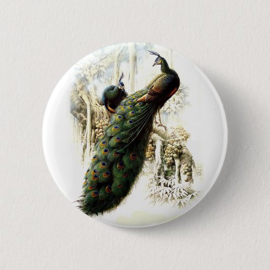 Resting Peacocks Ronde Button 5,7 Cm (Voorkant)
