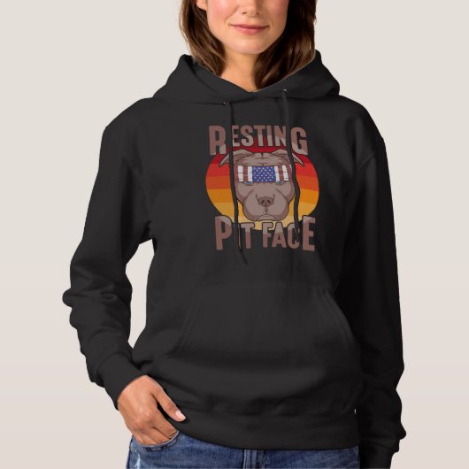 Resting Pit Face Animal Funny Pit Bull Dog Puppy Hoodie (Voorkant)