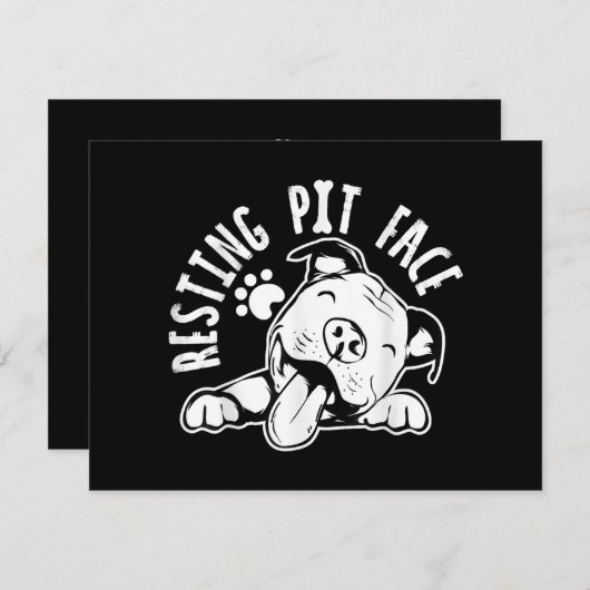 Resting Pit Face Funny Dog Pitbull Meme Cloding Informatiekaartje (Voorkant / Achterkant)