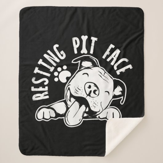 Resting Pit Face Funny Dog Pitbull Meme Cloding Sherpa Deken (Voorkant)