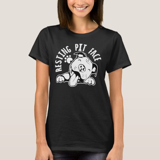 Resting Pit Face Funny Dog Pitbull Meme Cloding T-shirt (Voorkant)