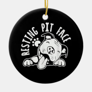Resting Pit Face Funny Dog Pitbull Meme Keramisch Ornament