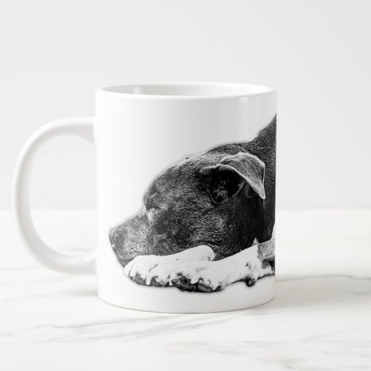 Resting Pitbull Mix Zwart-wit Mok (Links)