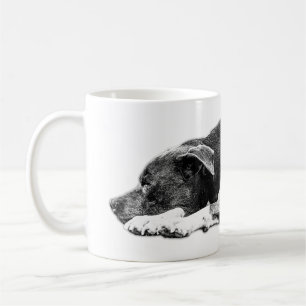Resting Pitbull Mix Zwart-wit Mok