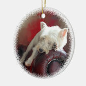 Resting Westie Keramisch Ornament (Links)