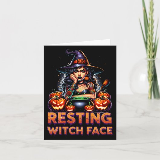 Resting Witch Face Funny Sarcastic Halloween Rude Kaart (Voorkant)