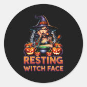 Resting Witch Face Funny Sarcastic Halloween Rude Ronde Sticker (Voorkant)