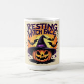 Resting Witch Face - Grappige Halloween pompoen Koffiemok (Center)