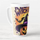 Resting Witch Face - Grappige Halloween pompoen Latte Mok (Linkerhoek)