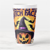 Resting Witch Face - Grappige Halloween pompoen Latte Mok (Voorkant)