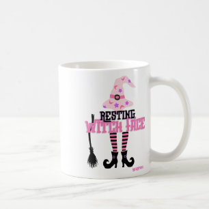 Resting Witch Face Halloween Broomstick Koffiemok