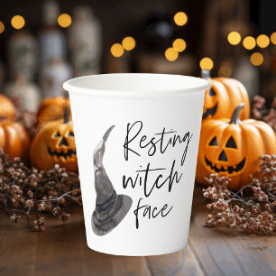 Resting Witch Face Happy Halloween Fun Quote Papieren Bekers