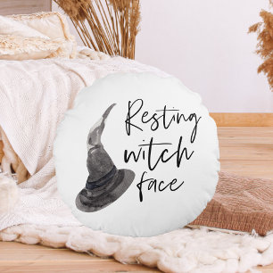 Resting Witch Face Happy Halloween Fun Quote Rond Kussen
