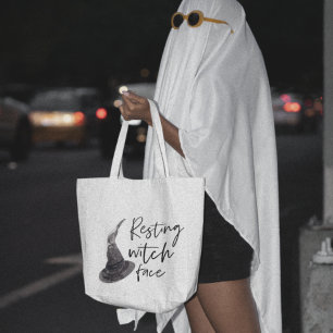 Resting Witch Face Happy Halloween Fun Quote Tote Bag