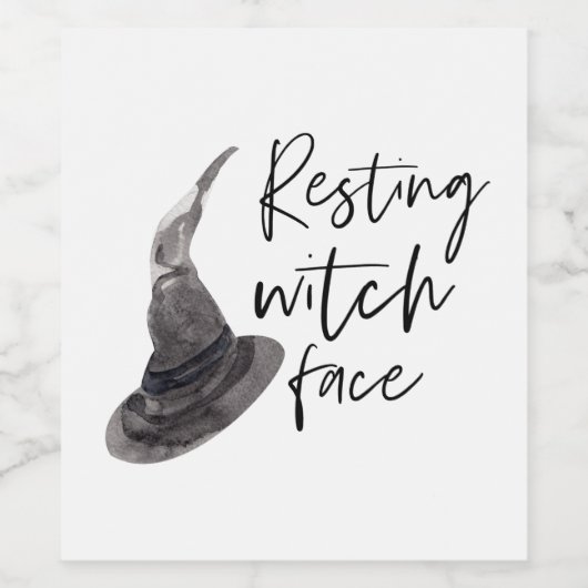 Resting Witch Face | Happy Halloween | Fun Quote | Wijn Etiket (Enkel label)