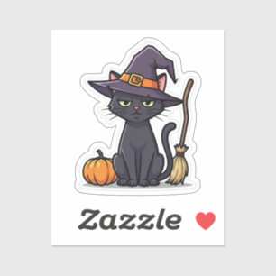 Resting Witch Face - Judgy Cat Halloween Sticker