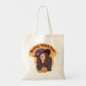 Resting Witch Face Schattigee geest Halloween Groo Tote Bag (Voorkant)
