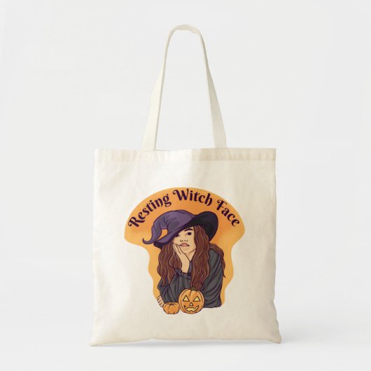 Resting Witch Face Schattigee geest Halloween Groo Tote Bag (Voorkant)