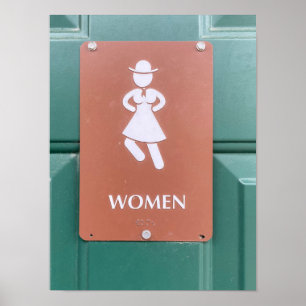 Restroom Sign Cowgirl Poster