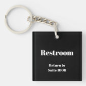 Restroom Terug naar Suite Nummer Zwart-wit Sleutelhanger (voorkant)