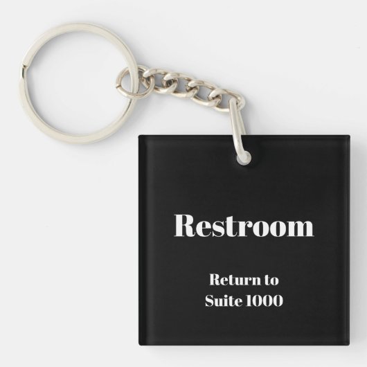 Restroom Terug naar Suite Nummer Zwart-wit Sleutelhanger (voorkant)