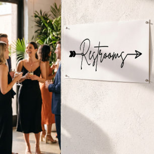 Restrooms direction sign right, party arrow Poster