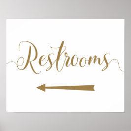 Restrooms linker pijlteken. Gold Weddenroutebeschr Poster