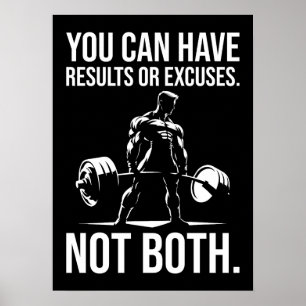 Resultaten of excuses - Motivatie sportschool, tra Poster